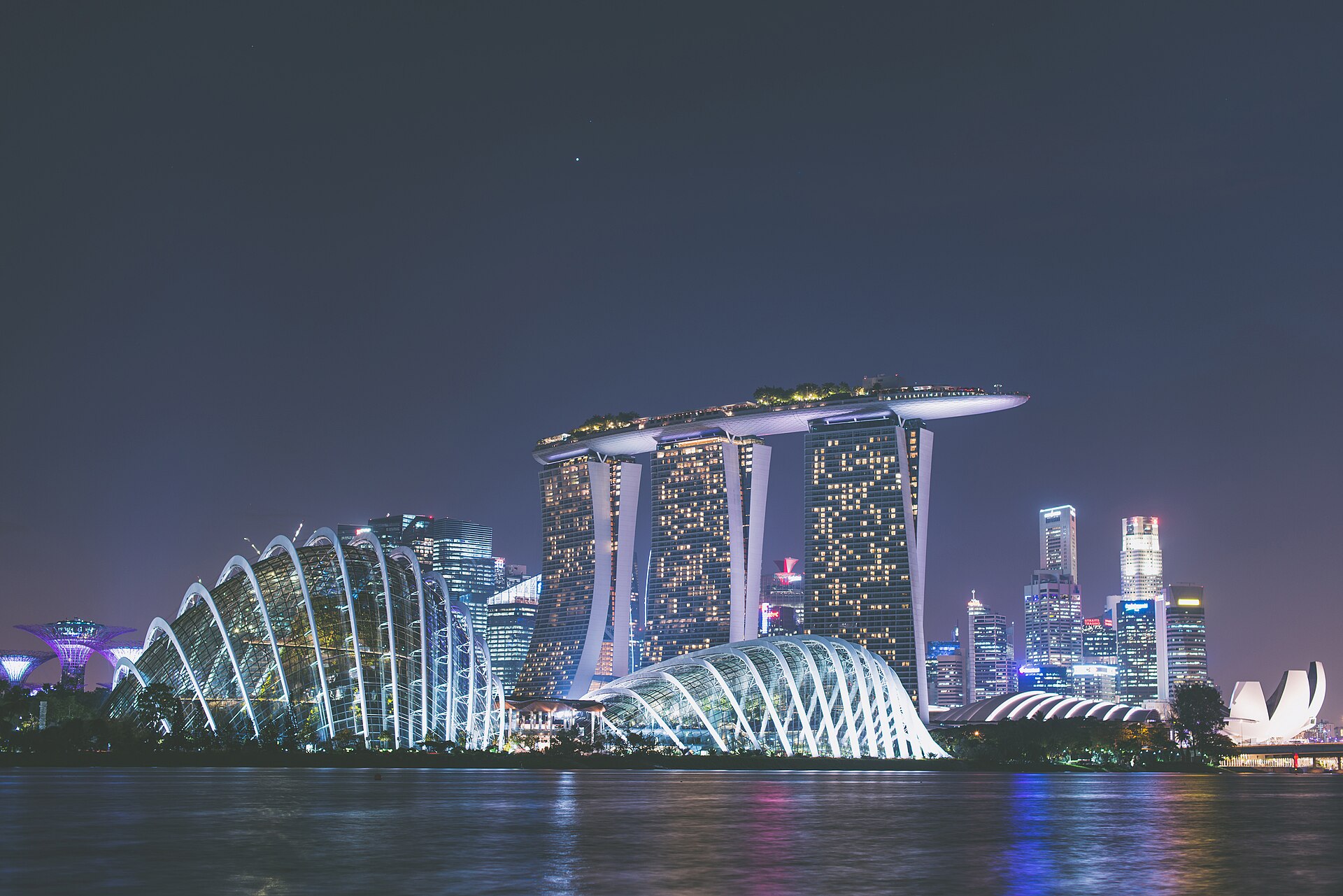 Singapore skyline at night